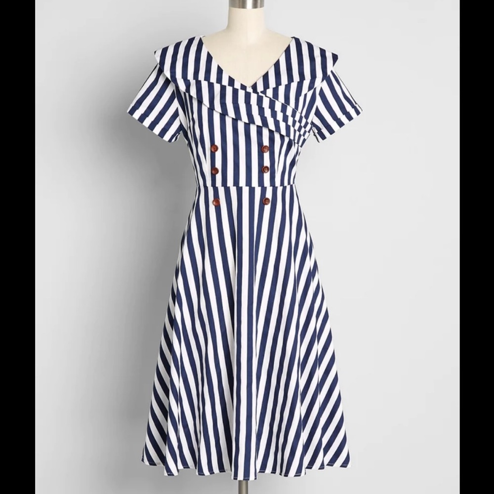 ROYAL MONK ModCloth Be My Soul Matey Swing Dress Nautical Sailor Dress 4X sz 22